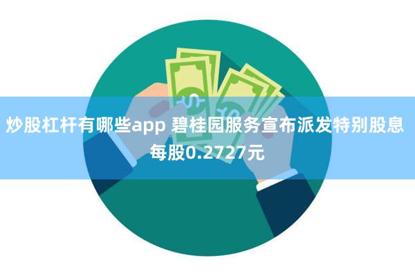 炒股杠杆有哪些app 碧桂园服务宣布派发特别股息 每股0.2727元