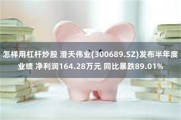 怎样用杠杆炒股 澄天伟业(300689.SZ)发布半年度业绩 净利润164.28万元 同比暴跌89.01%